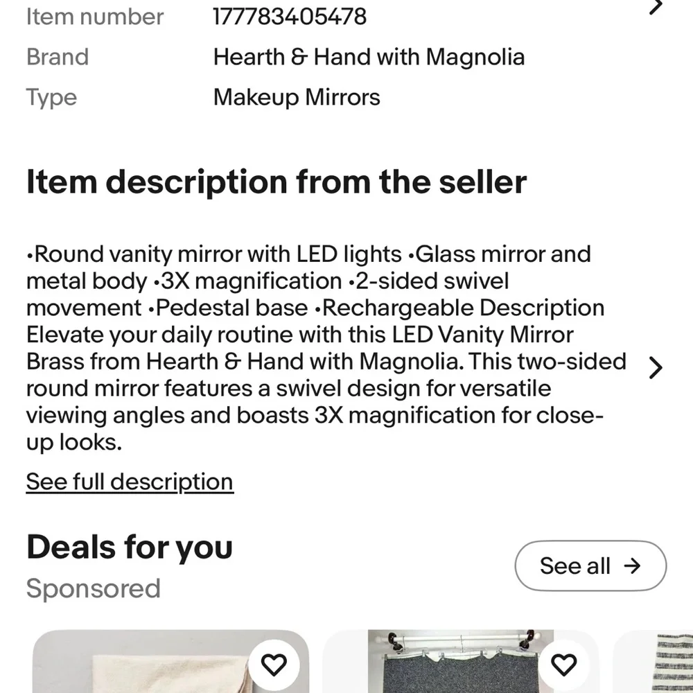 Nwt LED Vanity Mirror Brass - Hearth & Hand with Magnolia